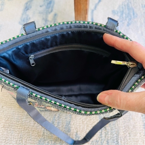 Vtg 80's Comeco Funky Boho Glass Beaded Bag Purse Abstract Geometric 11x8x2 - Picture 5 of 9